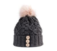 Aran Traditions Aran Diamond Cable Button Hat - Charcoal