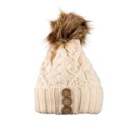 Aran Traditions Aran Diamond Cable Button Hat - Cream