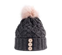 Aran Traditions Aran Diamond Cable Button Hat in Charcoal Aran Traditions Charcoal One Size
