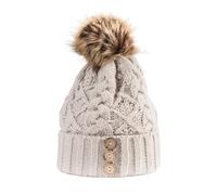 Aran Traditions Aran Diamond Cable Button Hat - Pebble