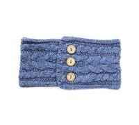 Aran Traditions Aran Donegal Cable Button Headband - Denim Blue