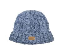 Aran Traditions Aran Donegal Cable Turn up Beanie Hat - Denim Blue