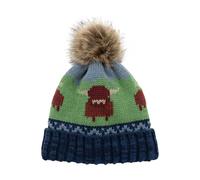 Aran Traditions Aran Knitted Pom Pom Cow Beanie - Navy