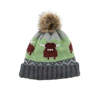 Aran Traditions Aran Knitted Pom Pom Cow Beanie - Steel