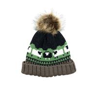Aran Traditions Aran Knitted Pom Pom Sheep Beanie - Mushroom