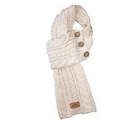 Aran Traditions Cable Knit Wrap Button Scarf (Cream), Women's Knitted Scarf