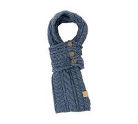Aran Traditions Cable Knit Wrap Button Scarf (Denim Blue Mix)