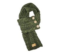 Aran Traditions Cable Knit Wrap Button Scarf (Green)