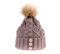 Aran Traditions Diamond Cable Button Hat (Mushroom/Natural)