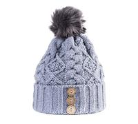Aran Traditions Diamond Cable Button Hat (Slate/Grey)