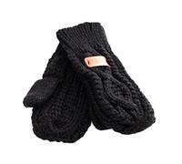 Aran Traditions Diamond Knitted Winter Mittens Gloves (Black)
