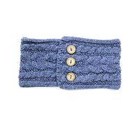 Aran Traditions Donegal Cable Knitted Style Button Headband (Denim)