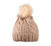 Aran Traditions Knit Faux Fur Pom Pom Bobble Hat, Blush Pink Hat, Pink Beanie Hat, Pink Pom Pom Hat, Blush Beanie, Blush Bobble Hat