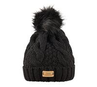 Aran Traditions Knit Faux Fur Pom Pom Bobble Hat, Winter Beanie, Black, Woolly Unisex Hat