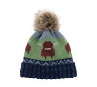 Aran Traditions Knitted Highland Cow Pom Pom Hat, One Size, Unisex Hat (UK, Alpha, One Size, Navy)