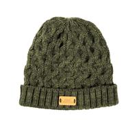 Aran Traditions Knitted Style Cable Design Beanie Hat, Dark Green Colour