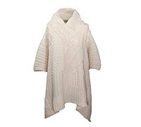 Aran Traditions New Cable Knit Neck Cape Shawl (Cream)