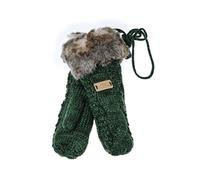 Aran Traditions Winter Womens Faux Fur Mittens (Dark Green)