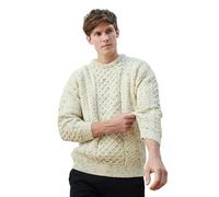 Aran Woollen Mills Aran 100% Pure Wool Oatmeal Sweater, Natural spotted, M