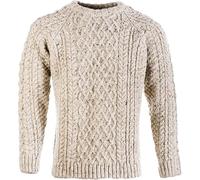 Aran Woollen Mills Donegal Tweed Pure Wool Sweater (X-Large, Oatmeal)