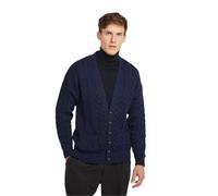 Aran Woollen Mills Men's 100% Merino Wool Irish V-Neck Knit Cardigan Navy
