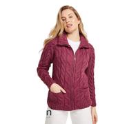 Aran Woollen Mills Merino Wool Irish Zip Up Faux Mock Neck Cardigan Sweater Made in Ireland, Marmalade, XL