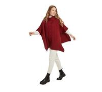 Aran Woollen Mills Supersoft Merino Wool Poncho with Cowl Neck, Rua Red, One size
