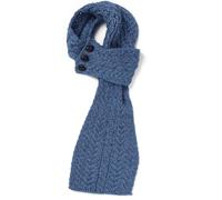 Aran Woollen Mills Women's Buttoned Loop Scarf in Slate Blue - 100% Soft Merino Wool - Stylish Ladies Neckwear - 8'' x 31''