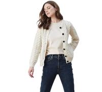 Aran Woollen Mills Womens Cable and Weave Lumber Cardigan Classic Aran, Natural, L