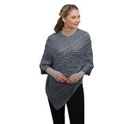 Aran Woollen Mills Women's Cable Knit Merino Wool Wrap Poncho, Irish Made, Sandstone, One size