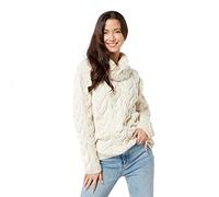 Aran Woollen Mills Womens Chunky Cable Cowlneck Sweater Classic Aran M