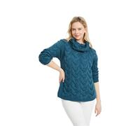 Aran Woollen Mills Womens Chunky Cable Cowlneck Sweater Irish Sea M