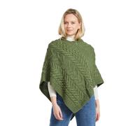 Aran Woollen Mills Women's Merino Wool Poncho in Moss Green - Comfortable Fit Ladies Large Weave Pullover - One Size