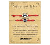 arana's - 7 Knots Evil Eye Bracelet Women Men Children Babies - Evil Eye - Red Thread Protection Negative Energy - Lucky Amulet - Couples Family Friends, Ajustable de 11 cm hasta 28 cm