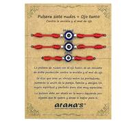 arana's - 7 Knots Evil Eye Bracelet Women Men Children Babies - Evil Eye - Red Thread Protection Negative Energy - Lucky Amulet - Couples Family Friends, Ajustable de 11 cm hasta 28 cm