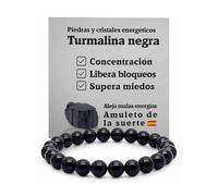 arana's® - Black Tourmaline Bracelet Level 1 quality - 8 mm ball beads - Energy gemstones for women and men - Electromagnetic wave protection - Repels bad energies, 19 cm, Tourmaline Stone Elastic