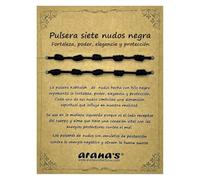 arana's - Bracelet 7 Knots Black Women Men - Strength Elegance Power - Black Thread Negative Energy Protection - Good Luck Amulet, Desde 15 cm a 28 cm