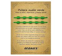arana's - Bracelet 7 Knots Green Women Men - For Health and Hope - Green Thread Protection Negative Energy - Good Luck Amulet, Ajustable 15 cm - 28 cm