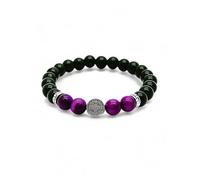 arana's - Bracelet genuine natural stones - Onyx Agate Black Tourmaline Obsidian Pink Tiger Eye - Medal Saint Benedict - Original Gifts for Women - Evil Eye Protection - Unisex, 16 cm a 20 cm, Stone,