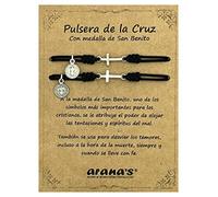 arana's® - Cross bracelet man woman - Medal of Saint Benedict - Good luck protection - Pack 2 religious bracelets red black thread unisex - Against the evil eye - Original gifts, Ajustable de 11 cm