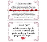 arana's® - Original seven knots red evil eye bracelet - 7 chakras amulet good luck - Red thread protection negative energy - Original gift woman man couple friends, Desde 11 cm a 28 cm, Nylon, 0