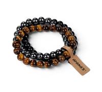 arana's® - Pack of 3 Bracelets: Tiger Eye, Tourmaline and Hematite - Genuine Natural Stones - 8mm Balls with Strong Elastic Thread - Gifts for Men and Women, 19 cm, Natural Stone Tourmaline Natural