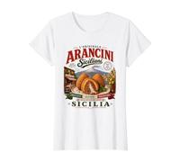 Arancini Siciliani Authentic Sicily Italian Food Art Value Graphic T-Shirt, Women, White, M