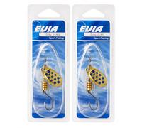 Arapaima Beitia Evia Dotty Spoon Model 11 No.2, Gold with Blue Colours, 4.2 g, Simple Hook, Barbless Metal Bait, Pack of 2