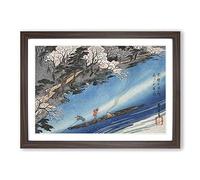 Arashiyama Manka by Utagawa Hiroshige Framed Print | A2 Walnut Framed Wall Art | Ready to Hang | Asian Nature Picture | Living Room Bedroom Lounge Office