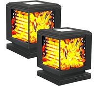 Arashmond Solar Post Cap Lights Outdoor, Solar Flickering Flame Lights, Waterproof LED Fence Post Solar Lights, for 3.5x3.5/4x4/5x5 Wood Posts in Patio Yard Landscape Decoration, Deck or Gard 2PACK