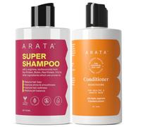 Arata Hair Fall Control Combo with Onion Oil, Argan Oil & Bhringraj || Power of 5 in 1 Super Shampoo (300 Ml) and Conditioner (300 Ml) || All-Natural, Vegan & Cruelty-Free