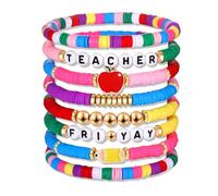 ARATLENCH Beach Bracelet Set for Women - Stack Rainbow Friendship Bracelets Clay Heishi Beads Surfer Bracelets Stretch Handmade Elastic Srting Bracelets Bulk Boho Summer Jewelry for Men, 2.5inch
