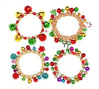 ARATLENCH Christmas Jingle Bell Bracelet Colorful Bow Snowman Xmas Tree Beaded Chram Stretch Bracelet Novelty Christmas Holiday Jingle Bells Bracelets Set for Women Girls