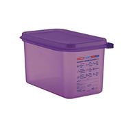 Araven Allergen Polypropylene Plastic 1/4 Gastronorm Sized Food Storage Container with Airtight Lid Included | Purple | Capacity: 4.3 Litre | CM787